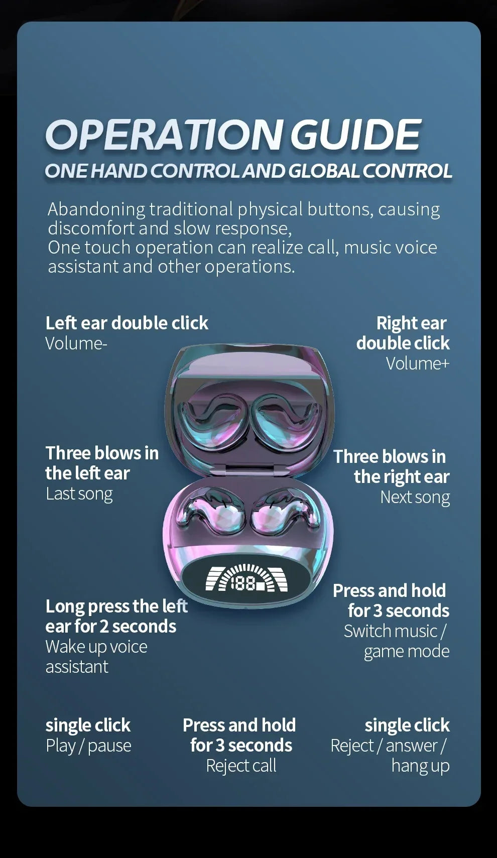 Sleep Bluetooth Headphones Noise Cancelling Painless Wireless Music High Quality Sports Tws 538 Thin Earbuds Digital Display