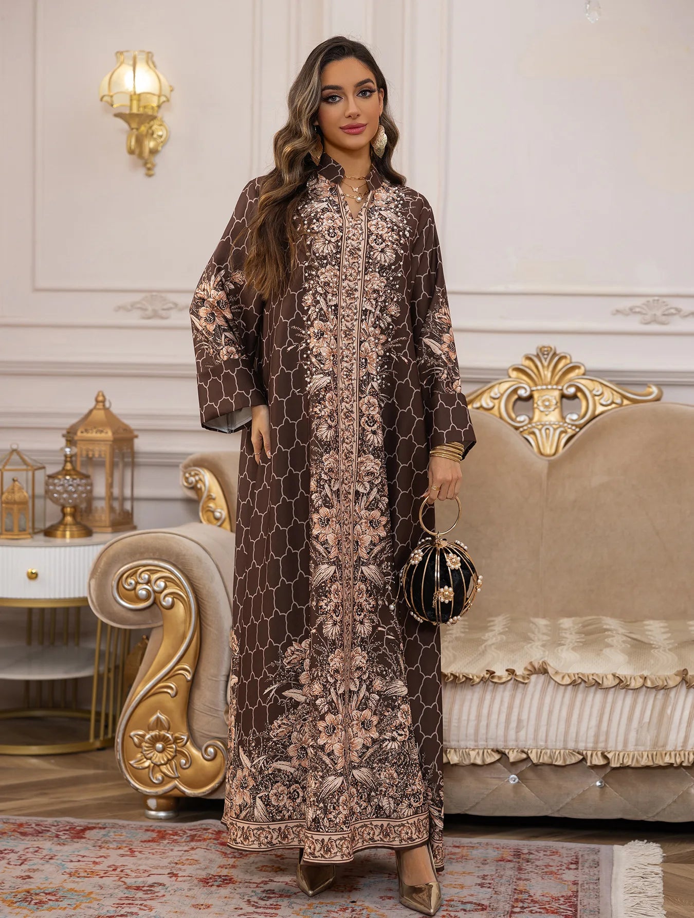Muslim Dress Women Abaya for Eid Diamond Party Dresses Arab Long Robe Print Abayas Dubai Morocco Kaftan Islam Jalabiya Vestidos