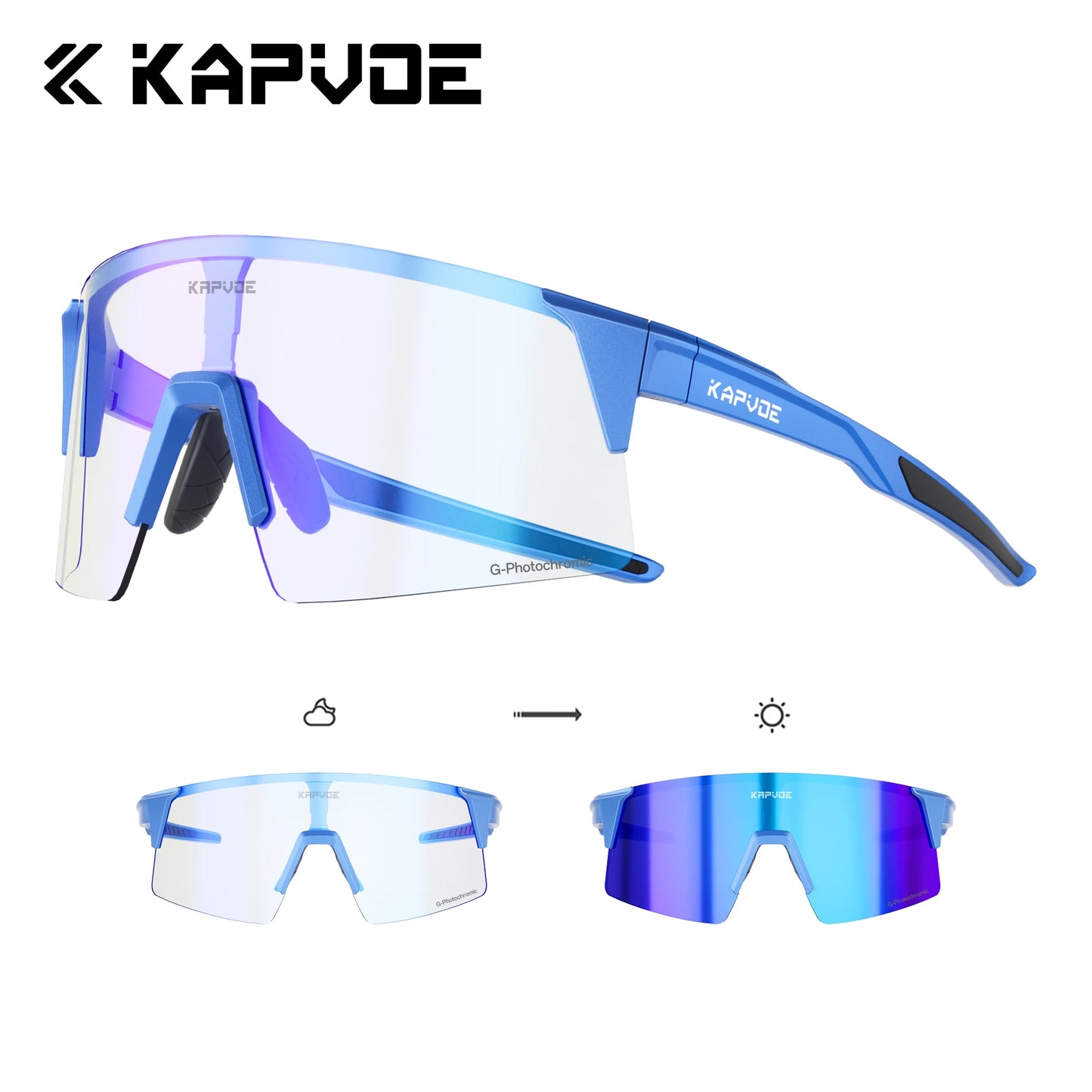Kapvoe Photochromic Men Bike Cycling Sunglasses Women Glasses Bicycle Sports Running Glasses Outdoor UV400 New Road Goggles