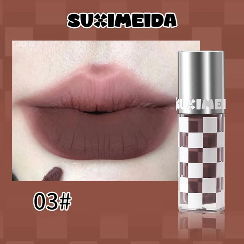 Punk Dark Red Lip Gloss Waterproof Lasting Matte Lipstick Smoky Nude Purple Matte Lipstick Natural Chocolates Lip Tint Makeup