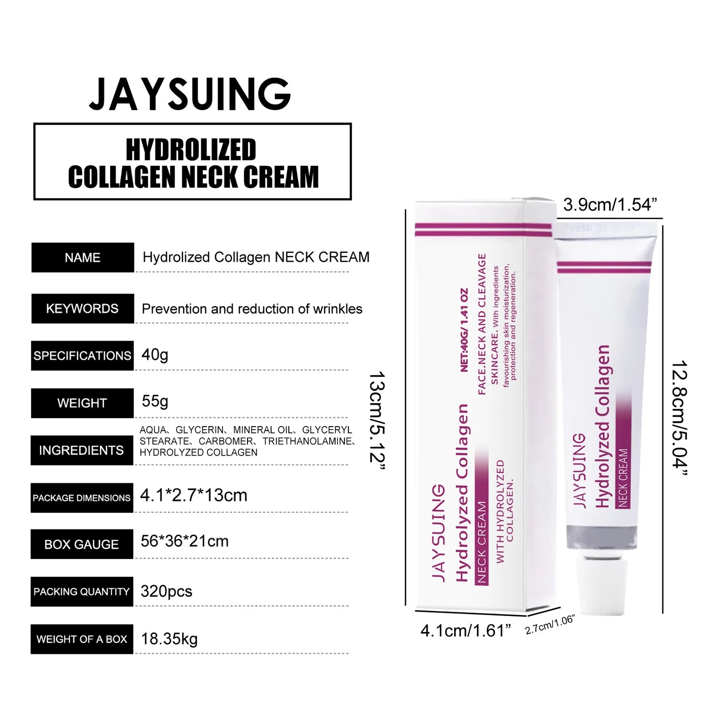 Hydrolyzed Collagen Neck Cream Eliminate Neck Fine Lines Firming Lifting Neck Remove Double Chin Rejuvenation Cream SkinCare