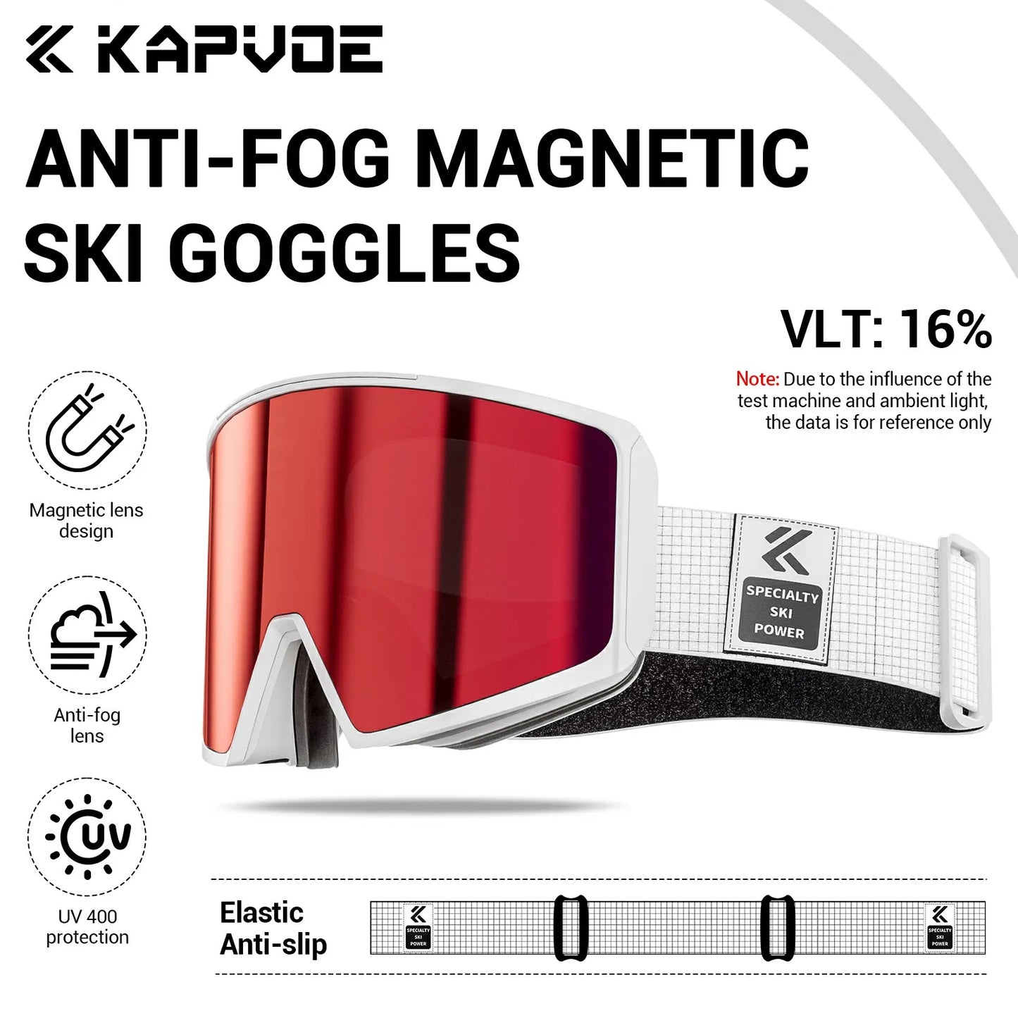 KAPVOE New Ski Snowboard Mask Goggle Men Women UV400 Protection Snow Glasses Magnetic Attraction Anti-Fog Skiing Goggles Adult