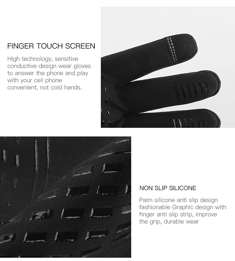 Waterproof Cycling Gloves Winter Touch Screen Bicycle Gloves Outdoor Scooter Windproof Riding Motorcycle Ski Warm Bike Gloves