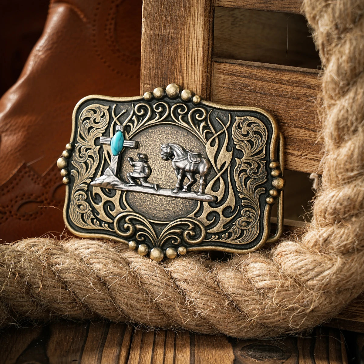 Western style plate buckle belt metal buckle one belt buckle