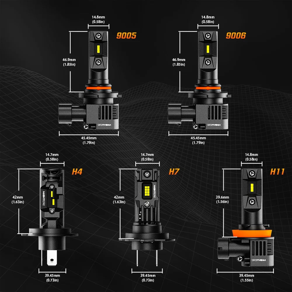 NIGHTEYE H7 LED Bulbs Canbus 35000LM Led h4 H11 H8 H9 9005 HB3 9006 HB4 Car Lights 80W 6500K White Mini Size Car Headlight Bulbs