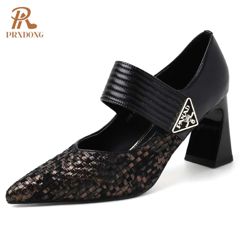 Women’s Genuine Leather para High Heels – Pointed Toe, Black & Brown