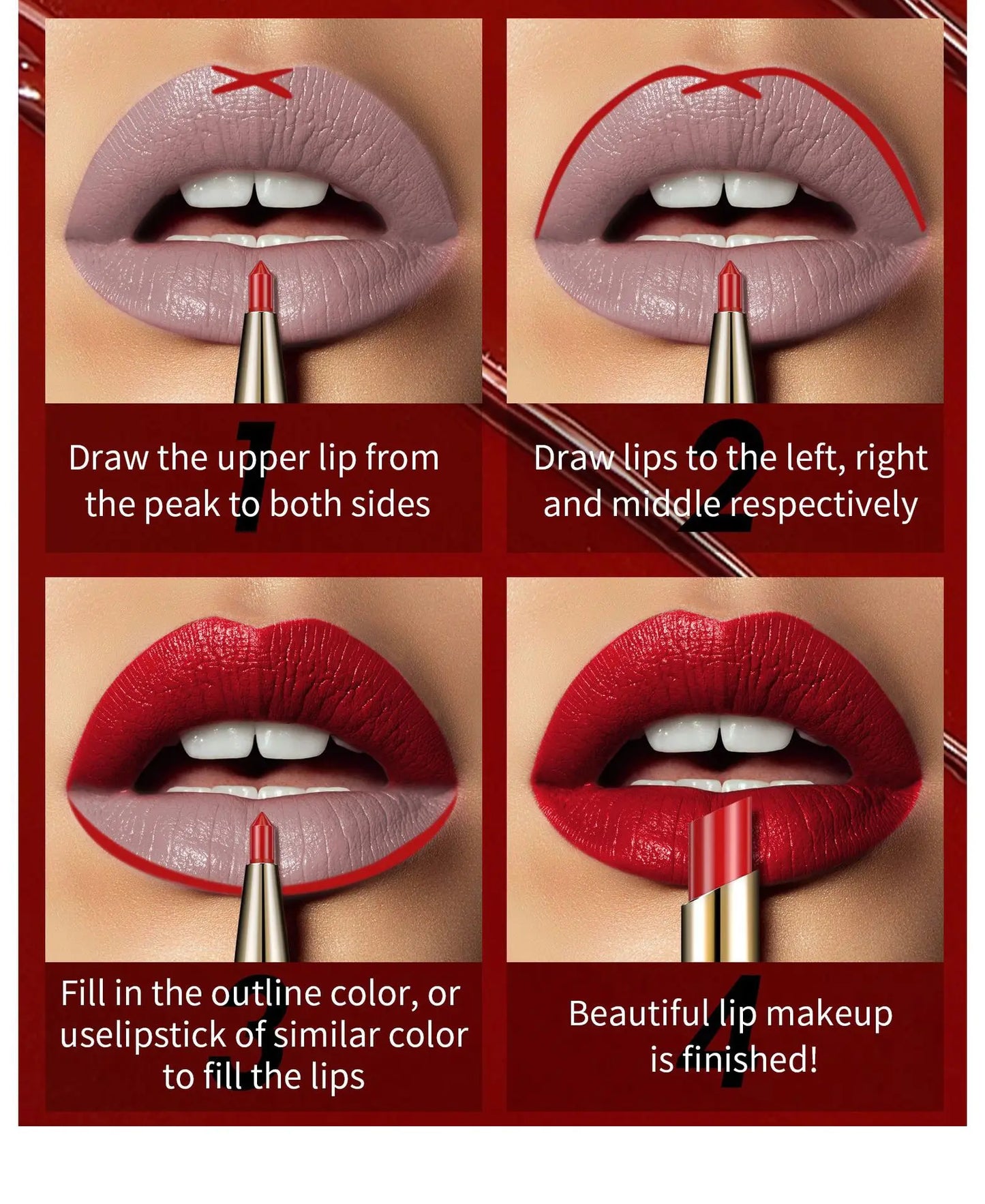 2 IN 1 Lip Liner Waterproof Nude Matte Lipstick Pencil Sexy Red Long Lasting Double Ended Lipliner Makeup Cosmetics For Women