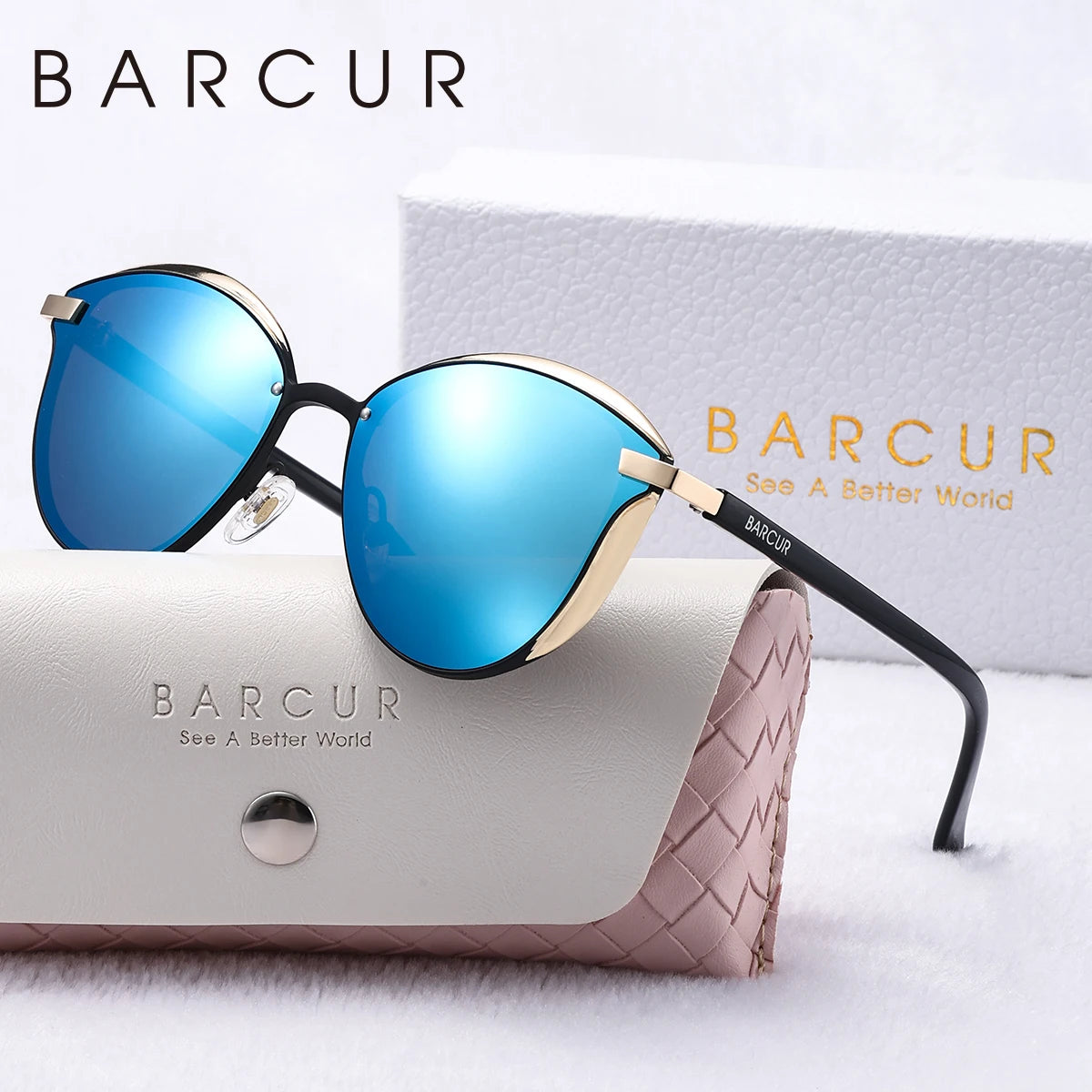 BARCUR Luxury Brand Delicate Fantasy Rimless Cat Eye Polarized Sunglasses Casual Party Vacation Travel UVA*B Women Sunglasses