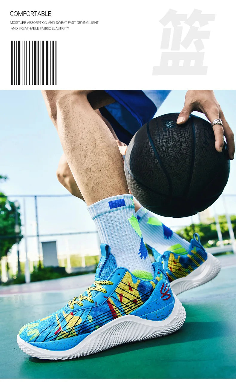 Summer New Men's Casual Shoes Breathable Comfortable Running Large Size Basketball Shoes Fashionable Versatile Couple Shoes