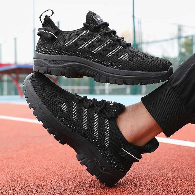 2025 Men's Running Shoes Knitted Mesh Breathable Fashion Casual Sports Shoes Comfortable Fitness Lightweight Men's Casual Shoes