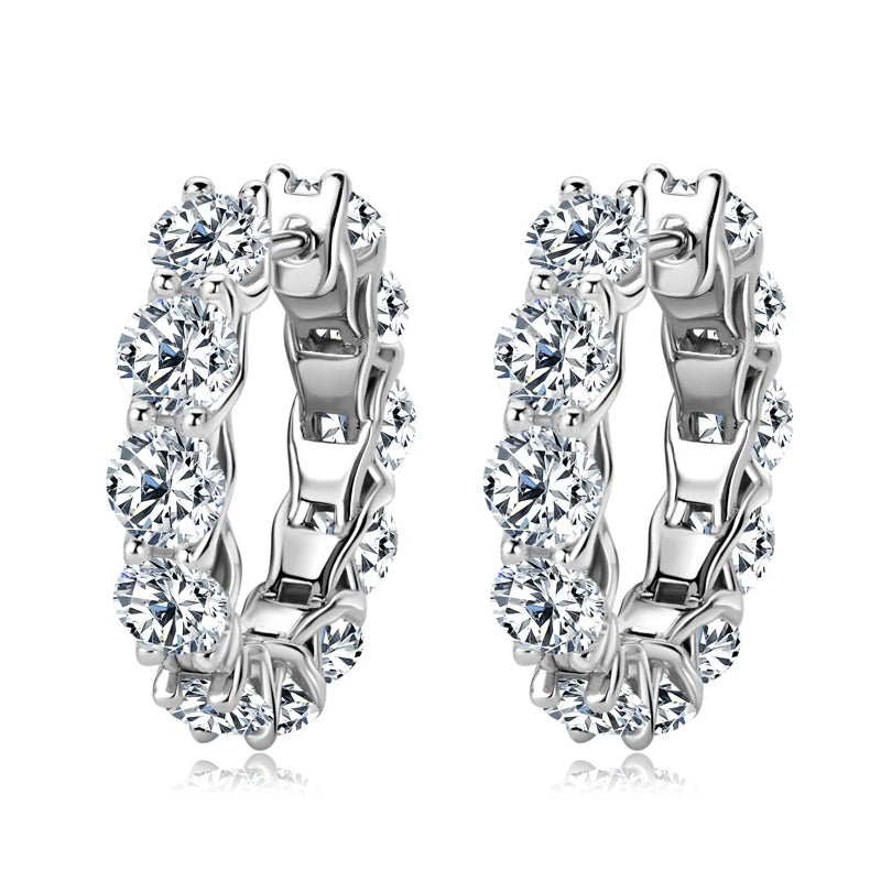 Lnngy Round Cut 4mm 0.3ct Moissanite Earring 925 Sterling Silver Hoop Earrings For Women zilveren oorbellen 925 zilver Jewelry