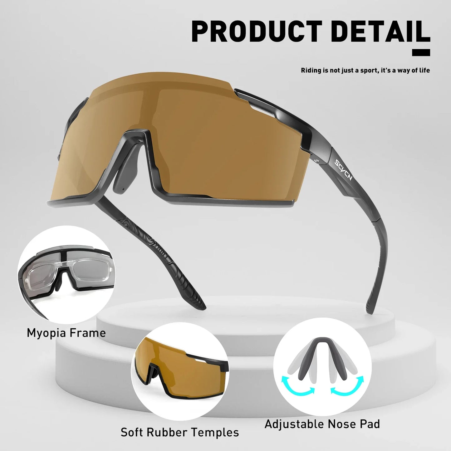SCVCN-Fashion Sunglasses Cycling Glasses Sports for Men Driving Sun Mountain Bike Road Bicycle Eyewear Goggles MTB UV400