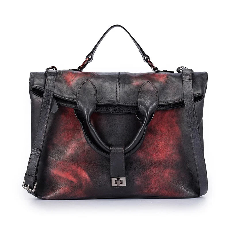 MOTAORA Retro Trendy Leather Women's Shoulder Bag Fashion Style Female Big Bag Crossbody Handbag Vintage Briefcase Messenger Bag