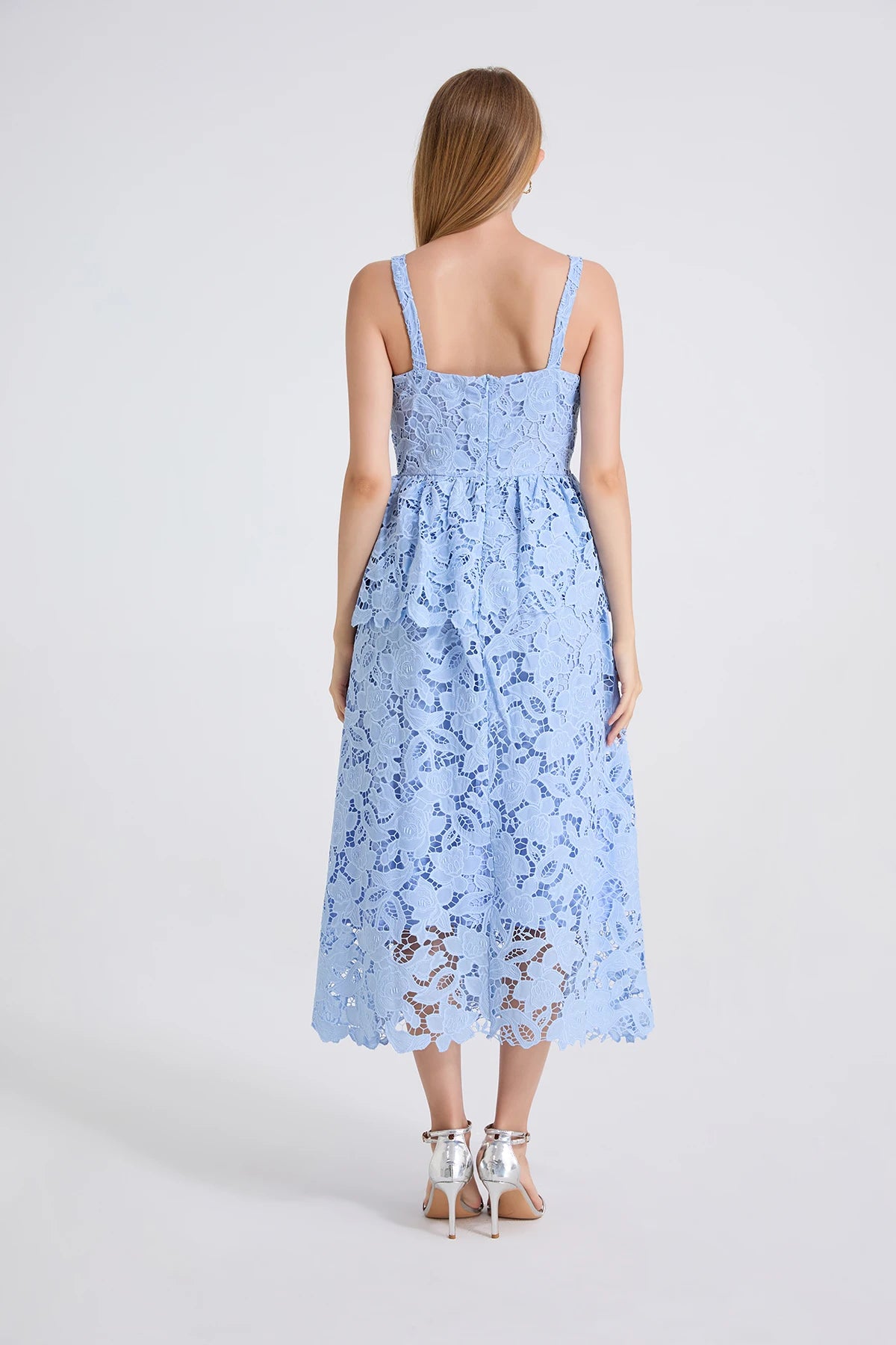 Women's Dress New Flower Embroidery Square Collar Long Dresses for Summer 2025 Backless Sleeveless Midi Dresses Party Dresses