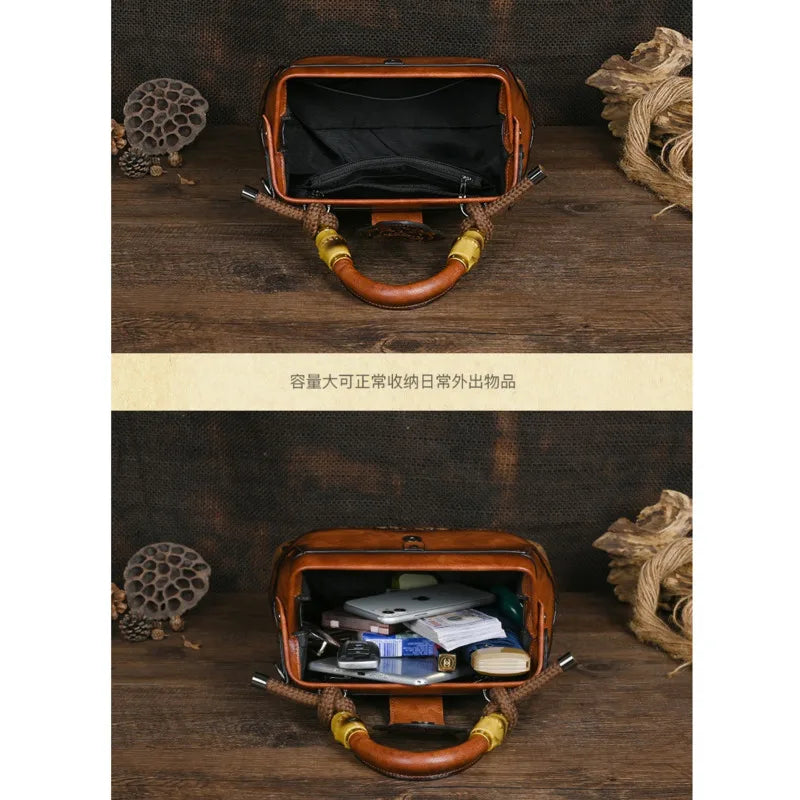 MOTAORA Handmade Luxury Handbags For Women Leather Shoulder Bags 2025 New Vintage Carved Ladies Hand Bags Designer Luxury Bag