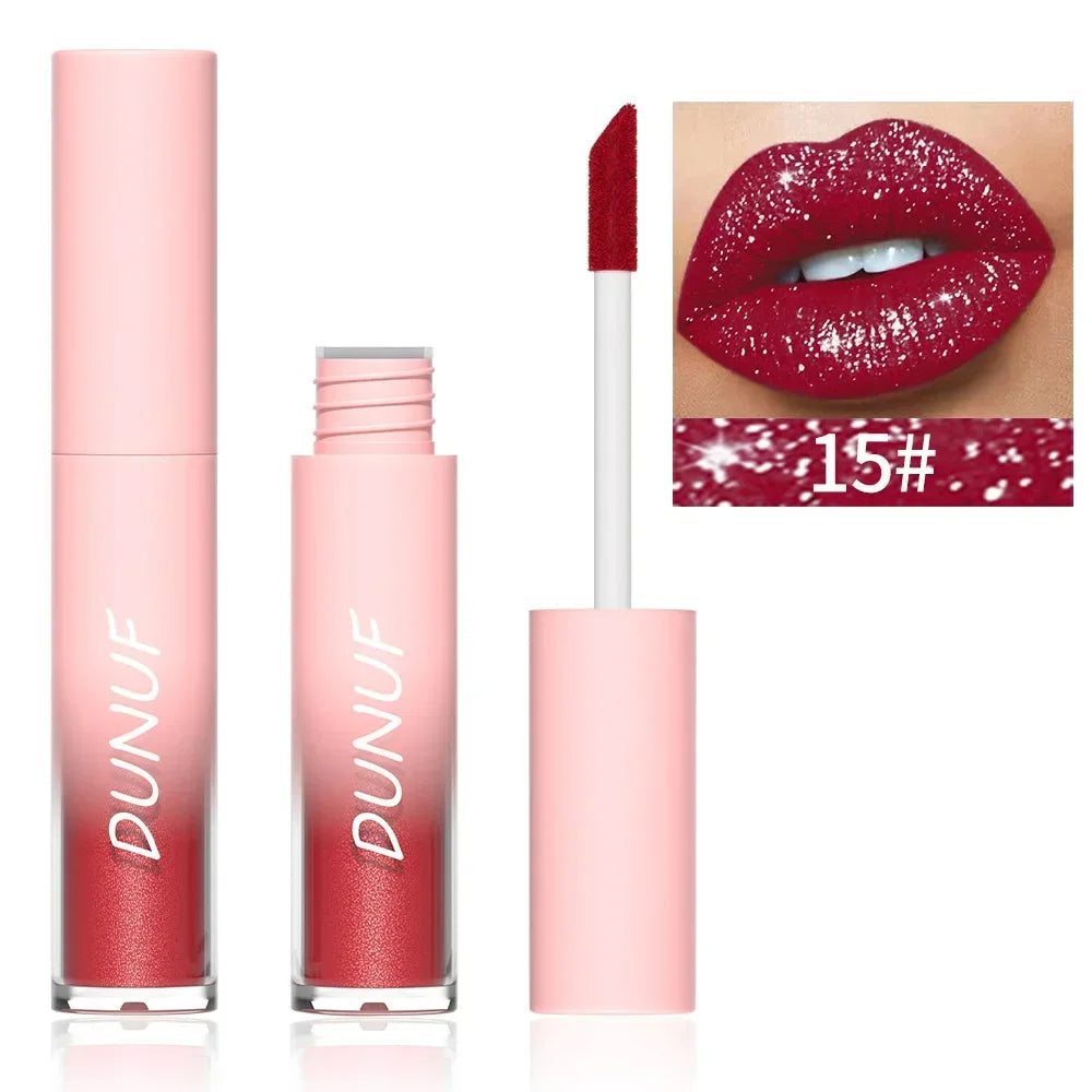 18 Color Sexy Red Diamond Glitter Lip Gloss Metallic Waterproof Long Lasting Matte Shimmer Liquid Lipstick Women Makeup Cosmetic