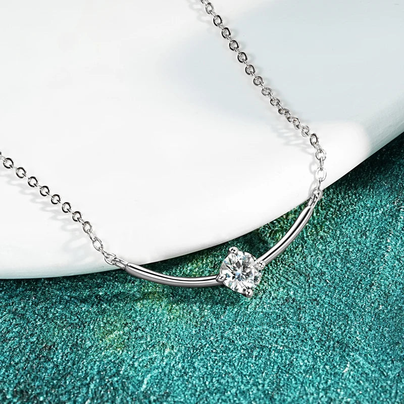 Lnngy Minimalist Choker Necklace For Women 925 Sterling Silver 5mm 0.5ct Moissanite Pendant Necklace Delicate Daily Jewelry Gift