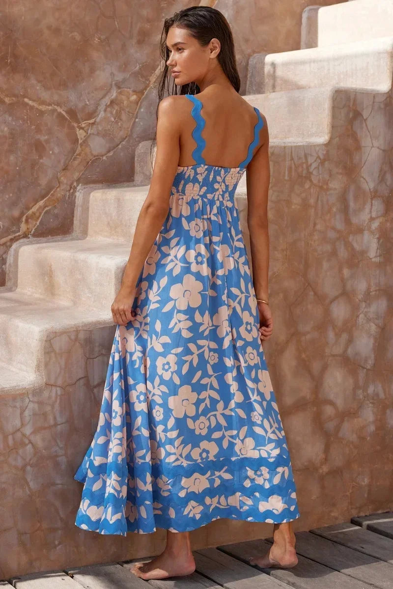 EuroWave Eleganza Dress – Summer 2025 A-Line Printed Maxi