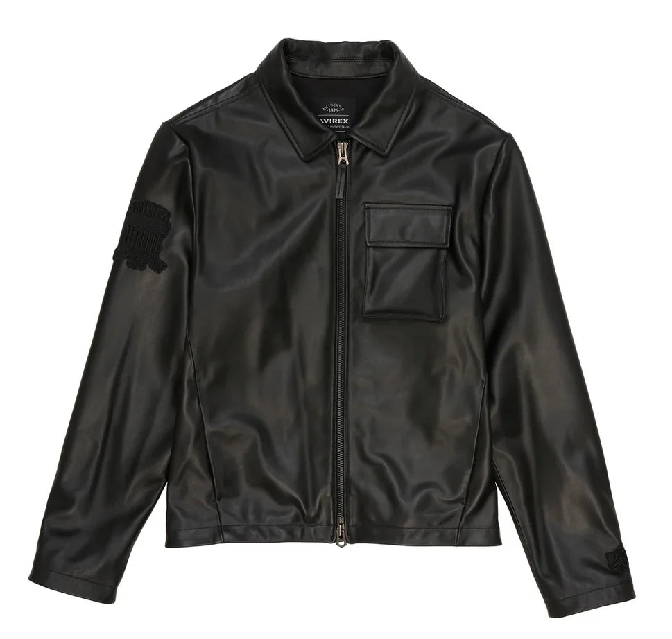 AVIREX Spring/Summer Aviator Clothing Men's Long Sleeve Shirt Jacket 100% Napa Sheepskin Leather Jacket US Size Simple Coat Top
