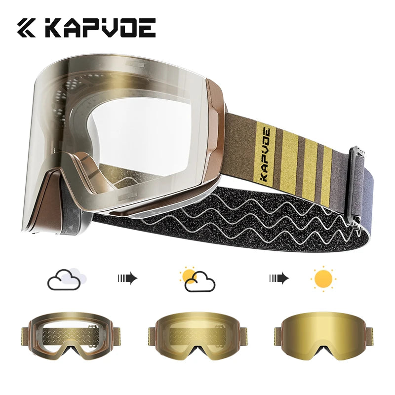 KAPVOE Winter Outdoor Ski Goggles Double Magnet Adsorpt Layers UV400 Anti-fog Coatings Snowmobile Snowboard Skiing Men Women