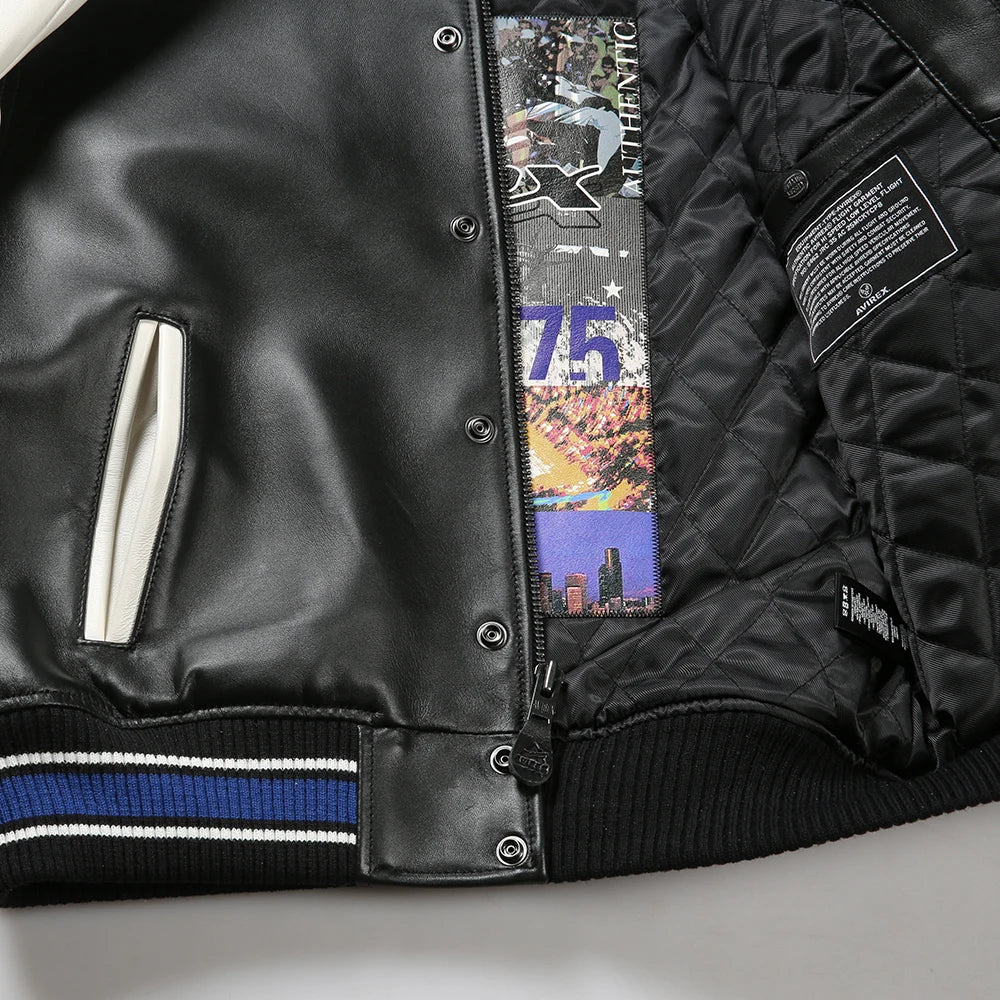 USA Size Varsity Jackets 100% European Lambskin Fashion Casual Baseball Jersey Chenille Embroidered Patch Genuine Leather coat