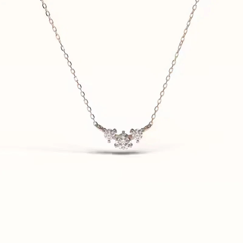 Lnngy 925 Silver Necklace for Women Men Three Stone Moissanite Pendant Necklaces Certificated Chain Link Fashion Neck Jewelry
