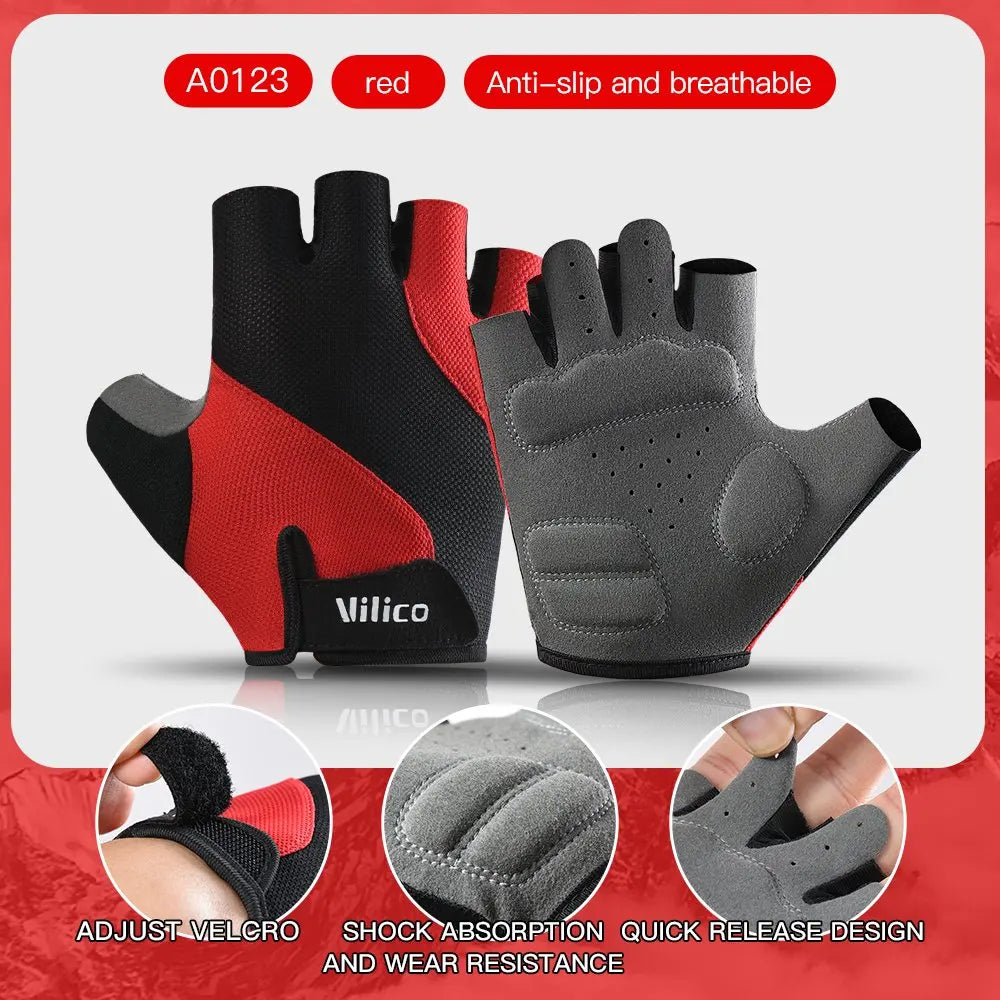 Cycling Gloves Breathable And Wear-Resistant Riding Short Finger Gloves,Outdoor Running Gloves For Spring And Summer Sports