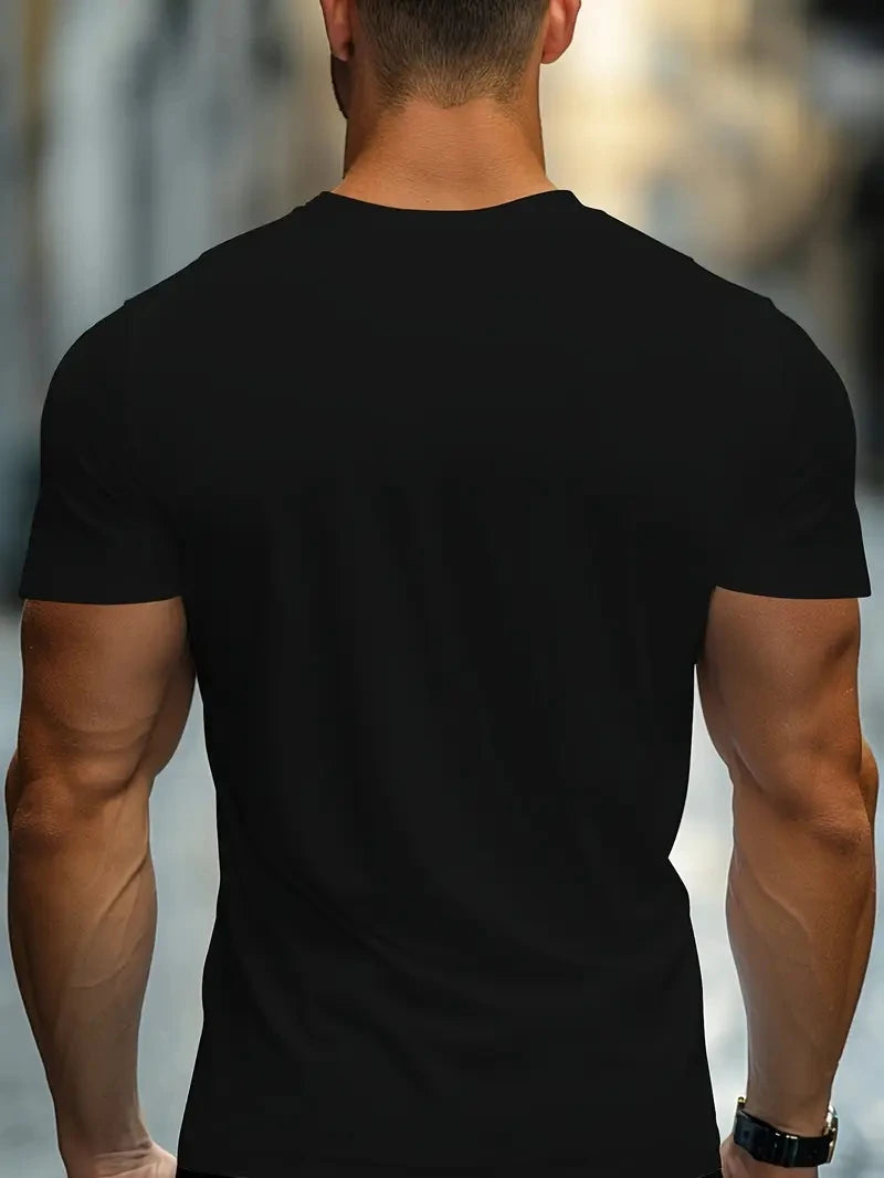 Men's 100% Cotton Casual Letter Printed Short Sleeve T-Shirt