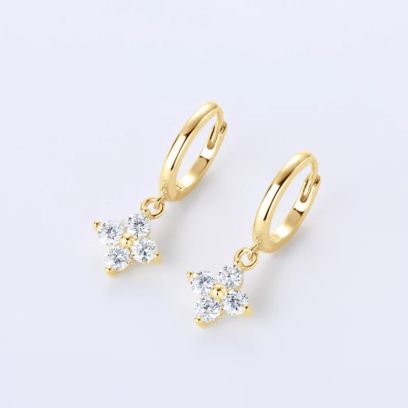 Lnngy Moissanite Necklace Bracelet Earring 925 Sterling Silver Four Leaf Flower Pendant Moissanites Jewelry Set For Wedding Gift