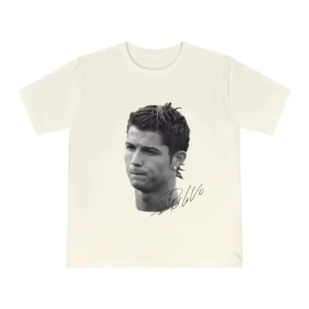 Cristiano Ronaldo Head T Shirt with Signature Trendy Graphic Tee Ronaldo CR7 Cristiano Ronaldo Shirt Ronaldo Vintage Football