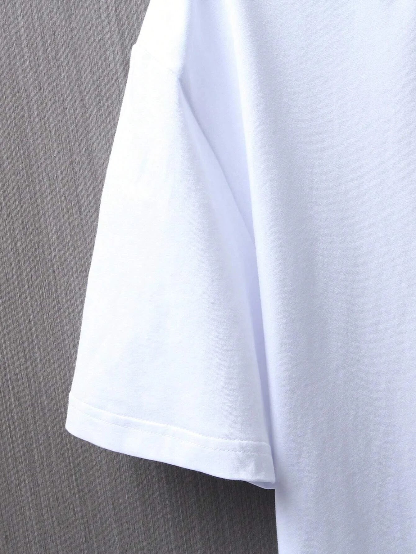 Men's 100% Cotton Oversized Smiling Face Printed Short Sleeve T-Shirt