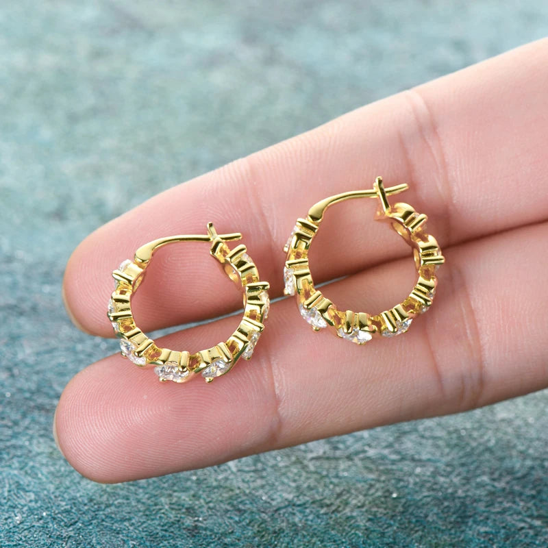 Lnngy 4.8CTTW. Sparkling Round Cut Moissanite Earring For Couples Lovers' Temperament Sparkling Wedding Earrings Jewerly Gift