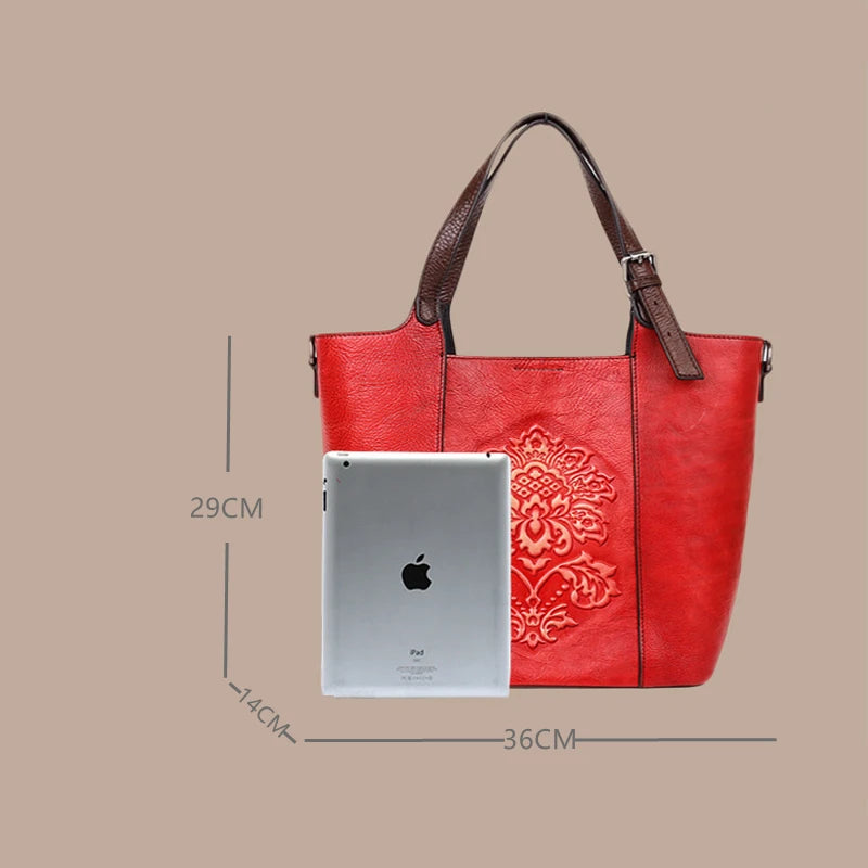 MOTAORA Large Capacity Bucket Bag 2025 New Vintage Luxury Handbags Women Genuine Cowhide Handmade Embossing Woman Shoulder Bags