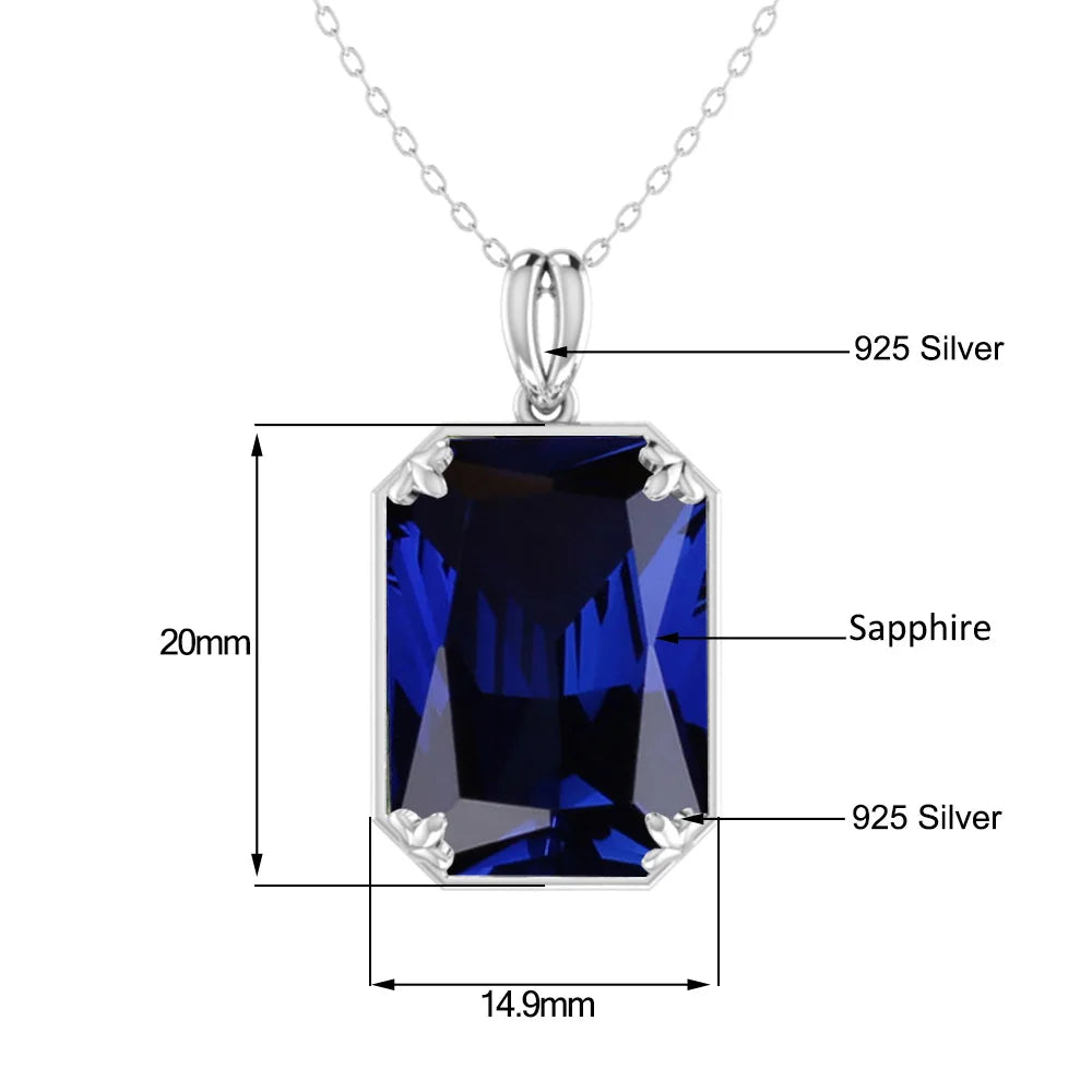 Real 925 Sterling Silver Aquamarine Necklace Pendant Anniversary Banquet Accessories Woman Fine Jewelry 2022 New Without Chain
