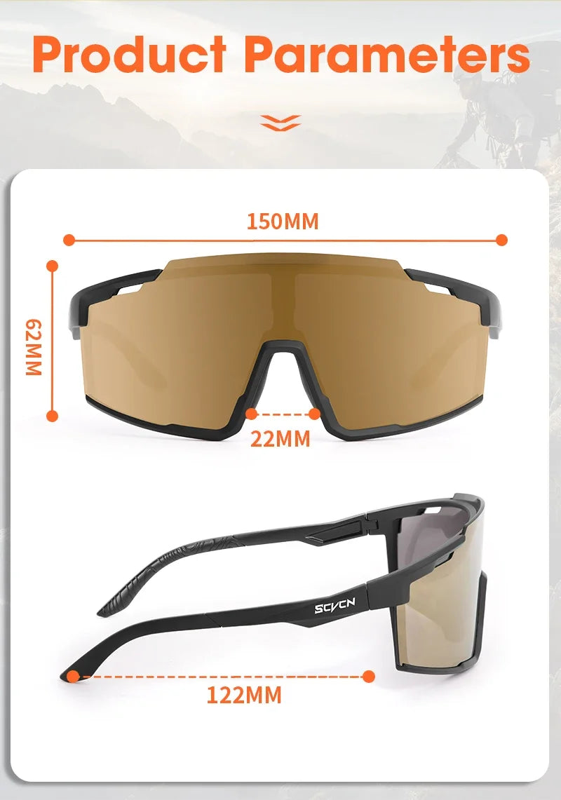 SCVCN-Fashion Sunglasses Cycling Glasses Sports for Men Driving Sun Mountain Bike Road Bicycle Eyewear Goggles MTB UV400