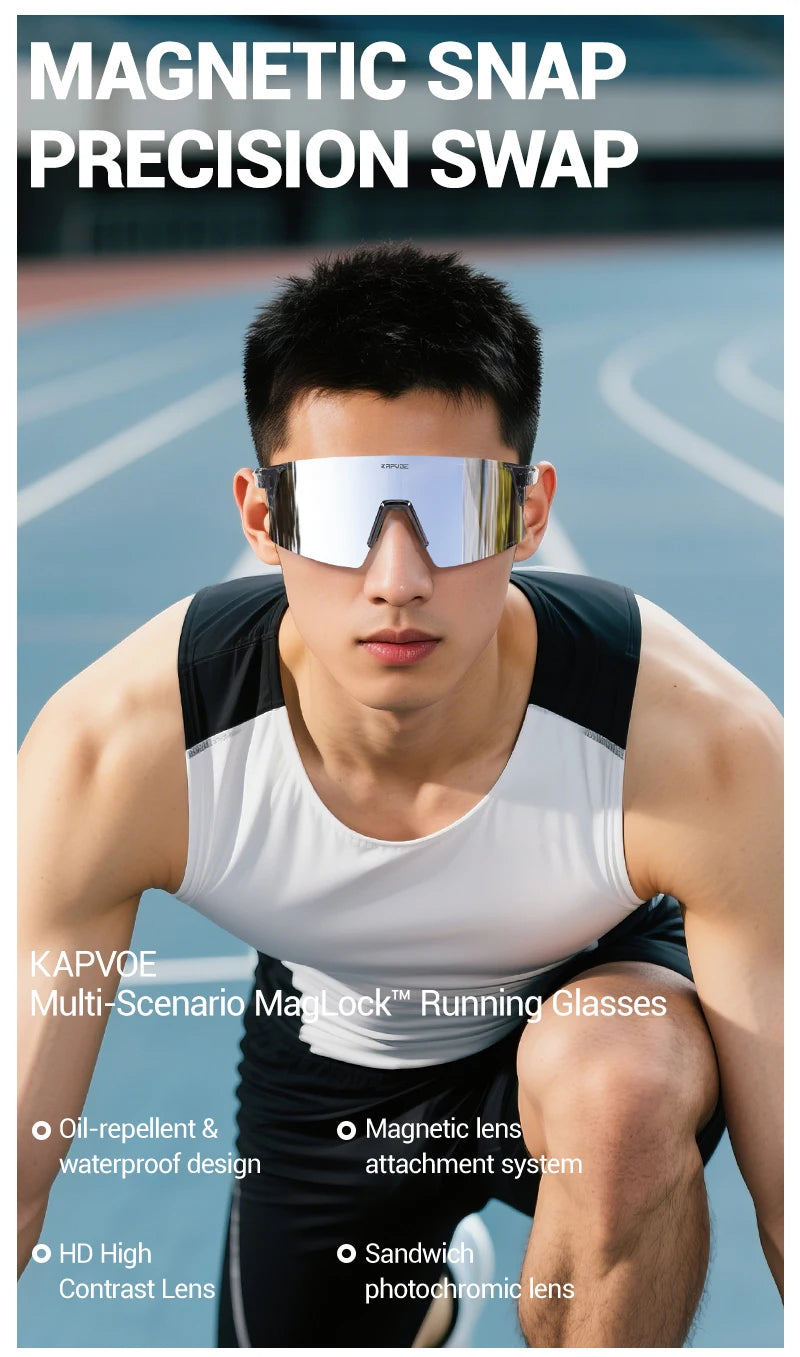 Kapvoe Photochromic Men Bike Cycling Sunglasses Women Glasses Bicycle Sports Running Glasses Outdoor UV400 New Road Goggles