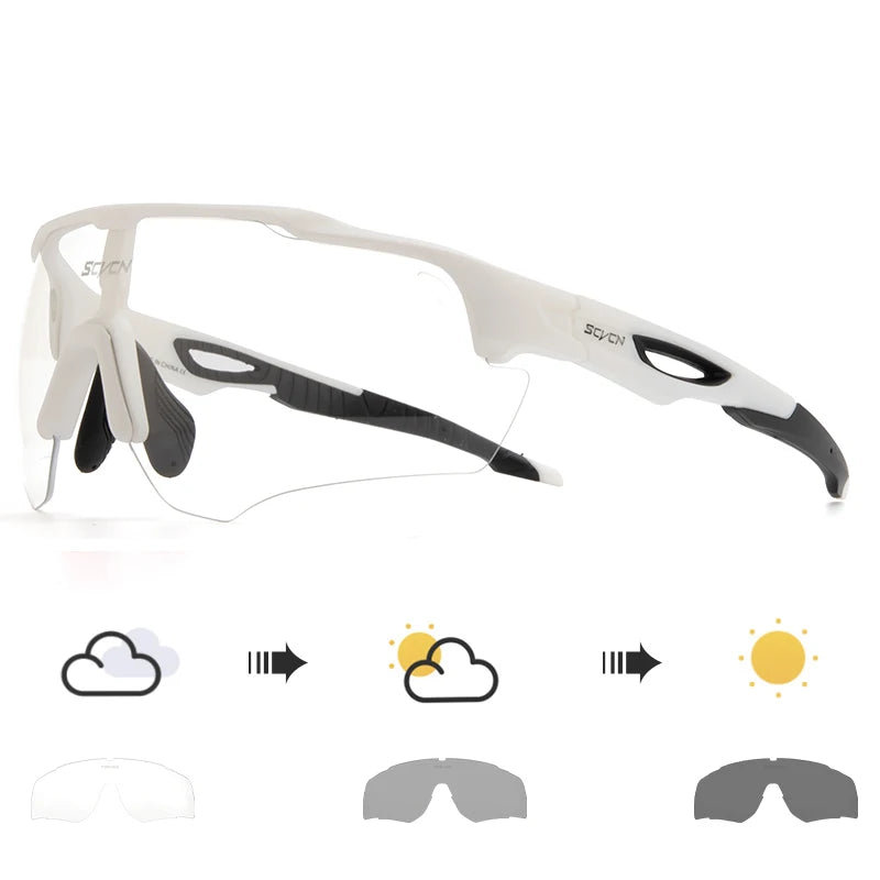 SCVCN Photochromic Cycling Sunglasses MTB Cycle Eyewear Men's Sunglasses Sports Running Bicycle Glasses UV400 Protection Goggles