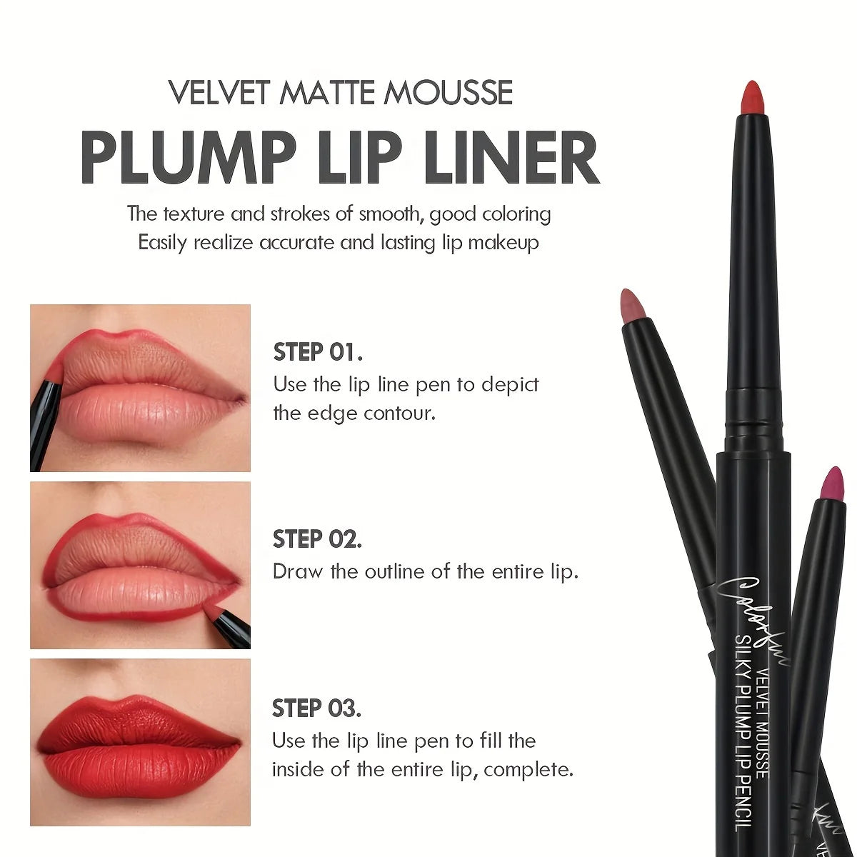 Nude Brown Lip Liner Pencil Lipstick Matte Smooth Waterproof Lipliner Long Lasting Non-stick Cup Lipstick Pen Beauty Makeup
