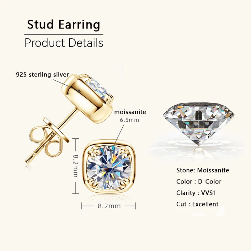 Lnngy GRA Certified Moissanite Stud Earring For Women Original 925 Sterling Silver Irregular Piercing Earring 2025 Hot Jewelry