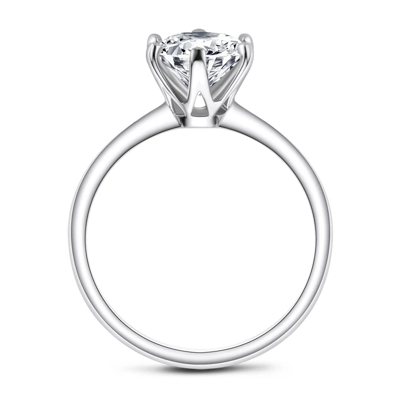 Lnngy 8MM 2CT Moissanite Ring With Certificate 925 Sterling Silver Solitaire Rings for Women Girls Sparkling Wedding Bands Gift