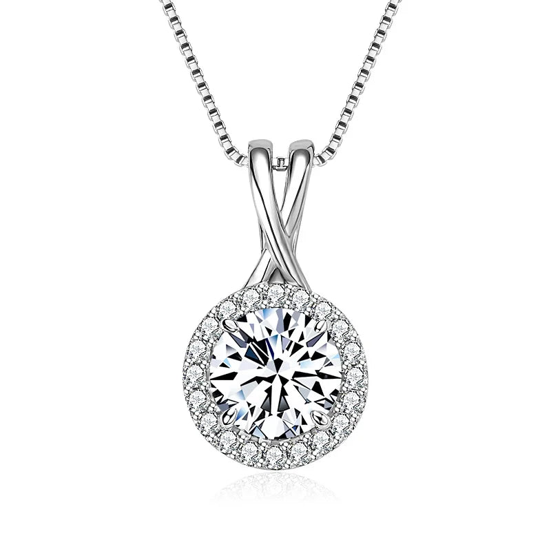 Lnngy GRA Certified D Color Moissanite Necklaces 925 Sterling Silver 1ct/2ct/3ct Moissanites Pendant Necklace for Women Jewelry