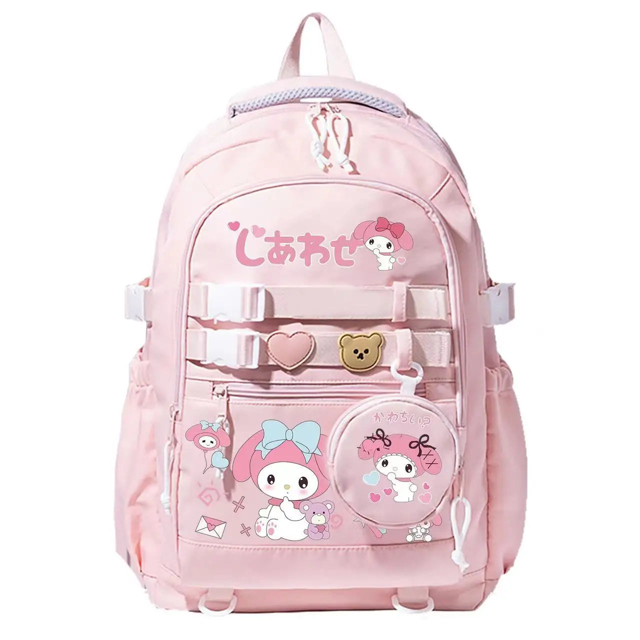 حقيبة ظهر Hello Kitty للنساء حقيبة ظهر كاجوال أنيقة لطالبات المدارس المتوسطة Melody Kuromi حقيبة مدرسية للكلاب باللون القرفة