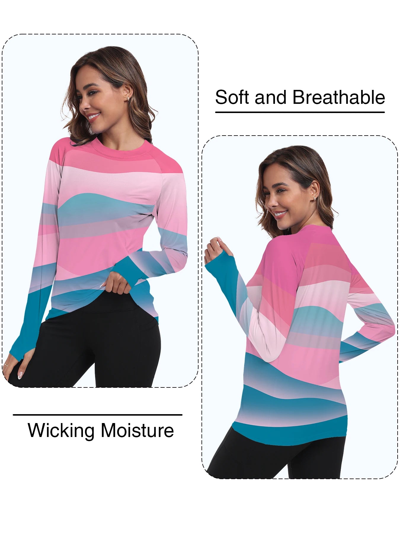 Women's UPF 50+ Sun Shirts Long Sleeve UV Protection Rash Guard Lightweight Quick Dry SPF Hiking Tops Outdoor