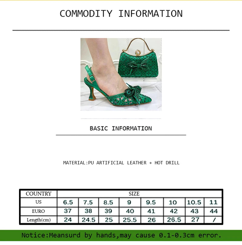 Pointed Toe Pumps & Bag Set – Italian Design, Full Diamond Bling, High Heel Party Shoes