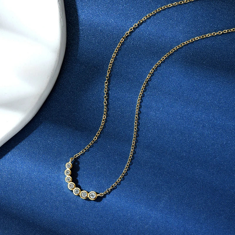 IOGOU 2024 Bezel Moissanite Jewelry Set Silver 925 Bubble Pendant Necklace Stud Earrings Women's Gift Valentine Day Christmas