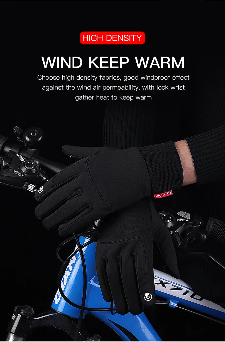 Waterproof Cycling Gloves Winter Touch Screen Bicycle Gloves Outdoor Scooter Windproof Riding Motorcycle Ski Warm Bike Gloves