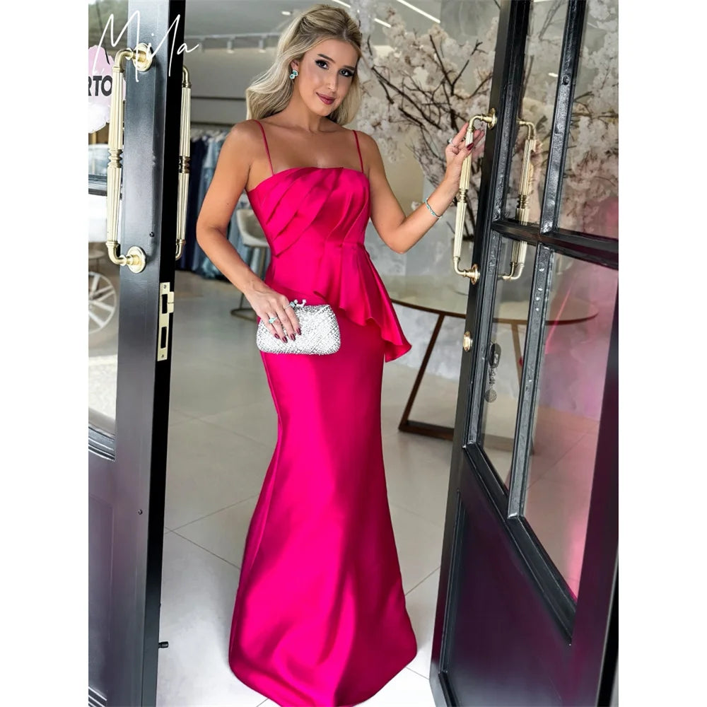 Mila Spaghetti Strap Mermaid Prom Dresses 2025 Sleeveless Evening Dresses Sexy Floor-Length Backless Customized Party Dresses