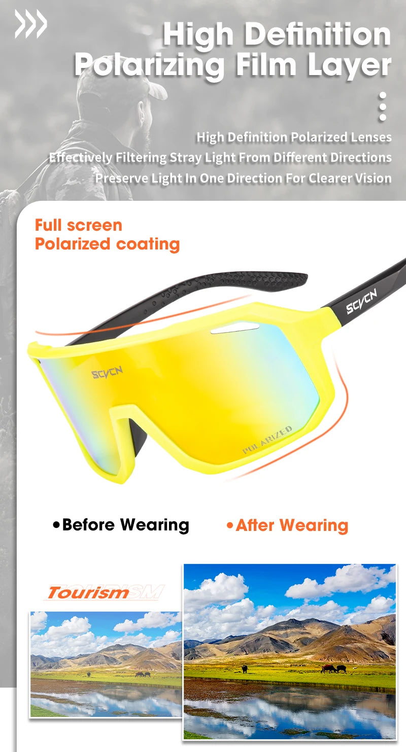 SCVCN Polarized Sunglasses for Men MTB Cycling Glasses Outdoor Sports Bike UV400 Goggles Women Road Bicycle Cycling Glasses New