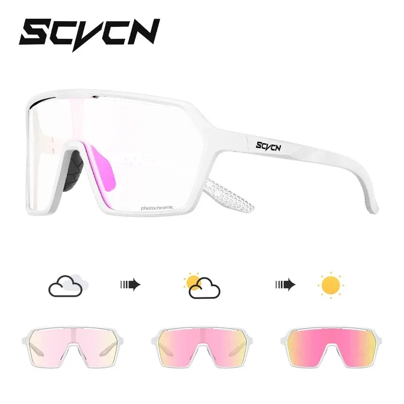 SCVCN Photochromic Sunglasses for Men Cycling Glasses UV400n Women Driving Glasses MTB Road Bike Sport Eyewear Running