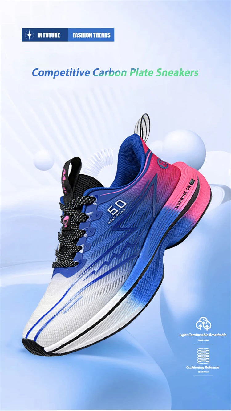 New Men's Carbon Plate Running Shoes Soft Cushion Shock Absorbing Sports Shoes Unisex Sneakers Light Anti-Slip Training Shoes